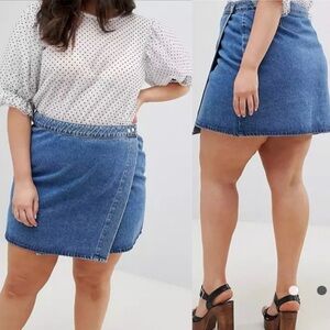 ASOS Wrap Denim High Waist Skirt Sz 20